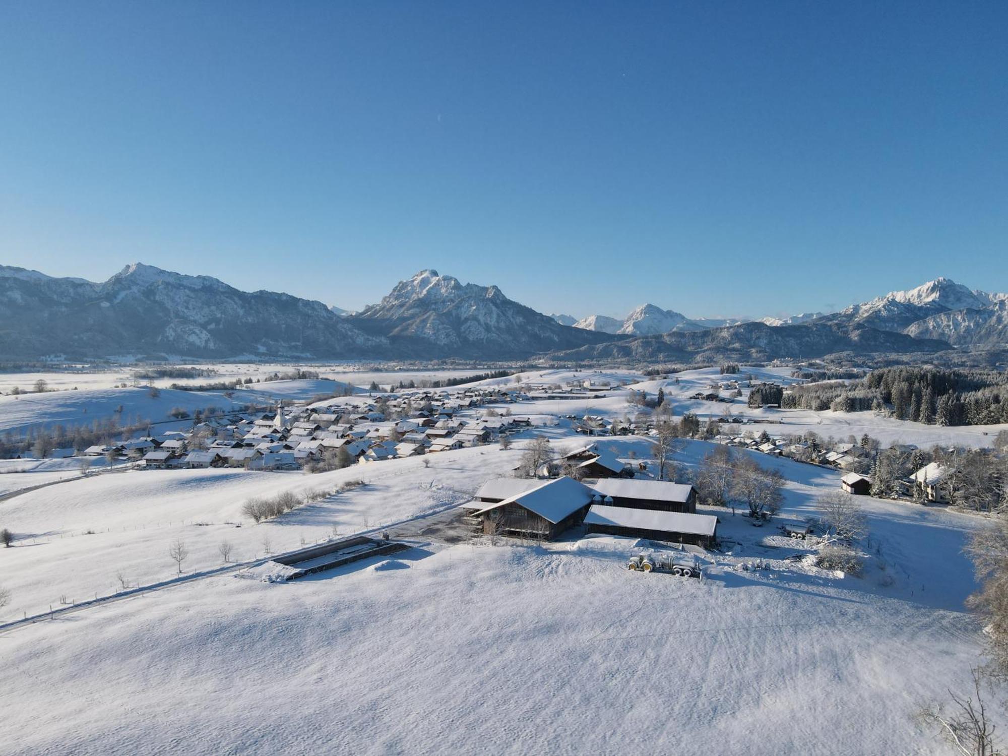 Chalet - Ferienwohnungen - Biohof Stoeger - Panoramasuedbalkon - Grandiose Aussicht Auf See, Berge Und Schloss Neuschwanstein Rieden Ngoại thất bức ảnh