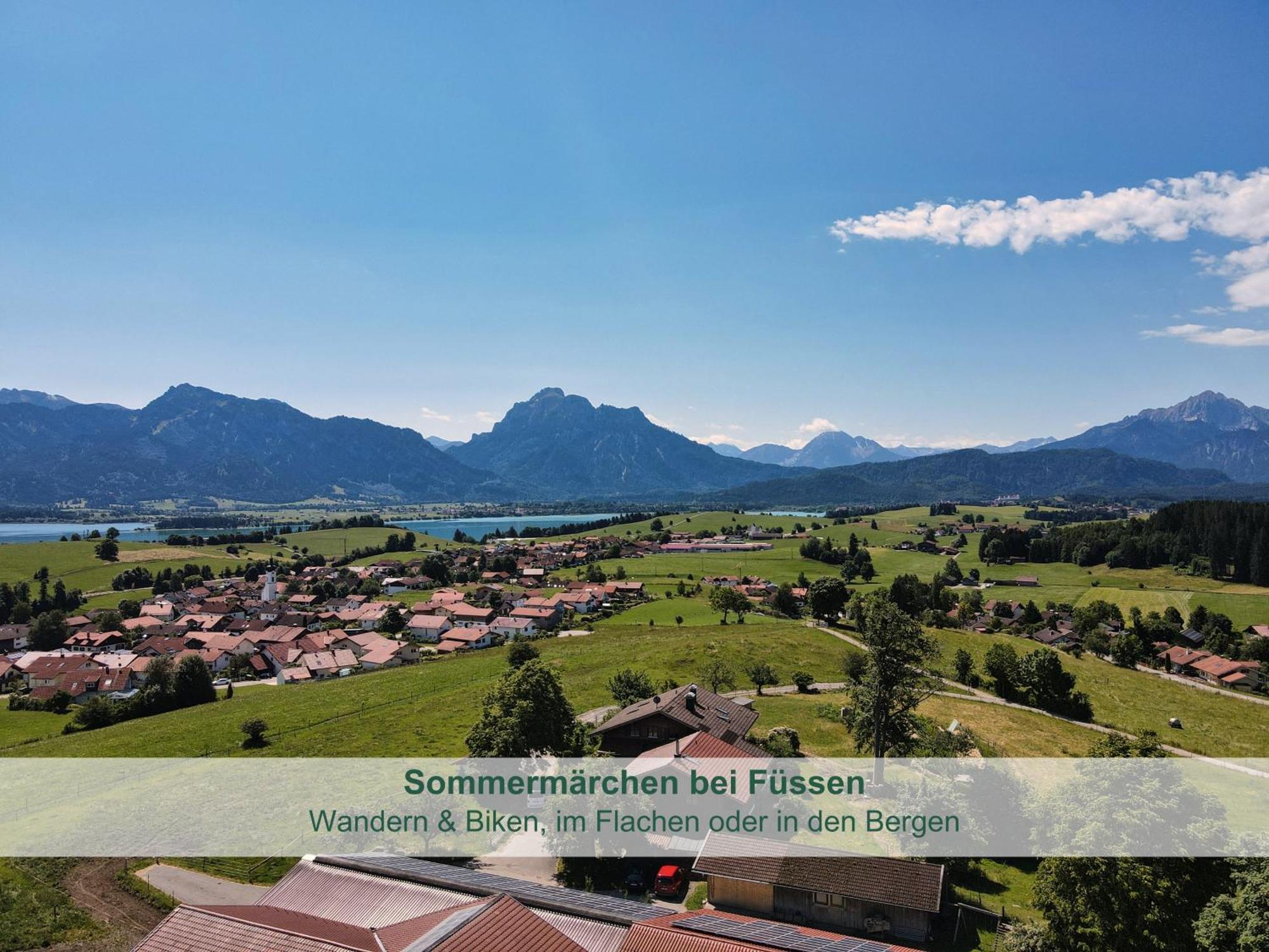 Chalet - Ferienwohnungen - Biohof Stoeger - Panoramasuedbalkon - Grandiose Aussicht Auf See, Berge Und Schloss Neuschwanstein Rieden Ngoại thất bức ảnh